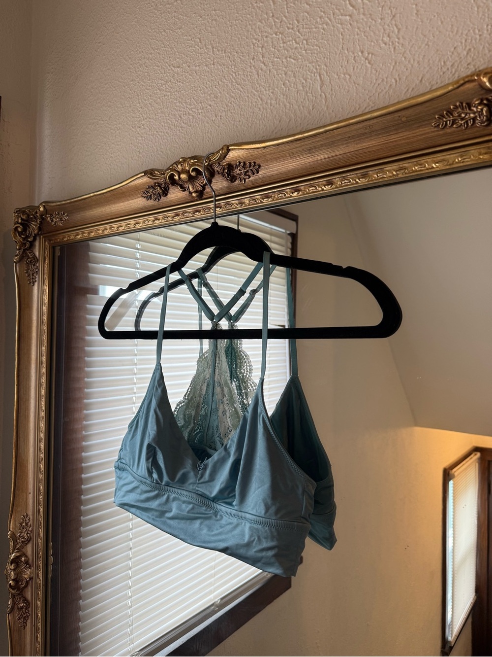 Aerie Blue Satin Bralette w/ lace back Small